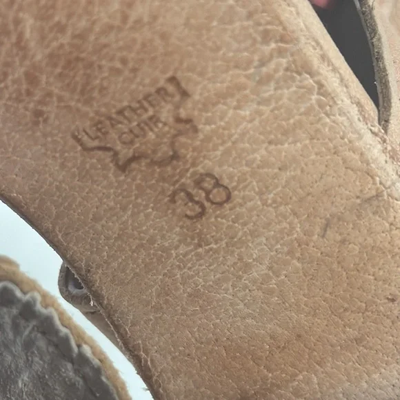 FREE PEOPLE Zipper Gladiator Leather Sandals Blush Pink Block 3” Heels Size 38/7 - Picture 6 of 8